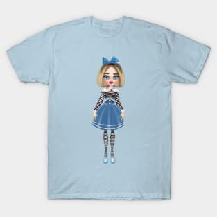 Vintage doll in blue T-Shirt